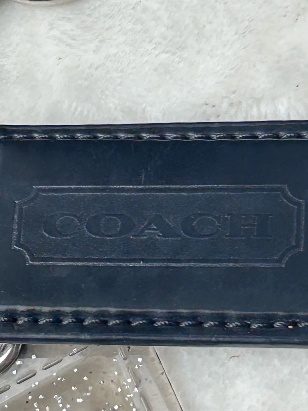 Coach #F20064 Black & Brown Signature Fabric Crossbody Hobo Bag Heart Charm